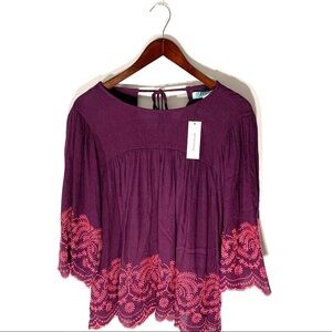 2/$35 Dina be Purple Gauze Top w Bell Sleeve
